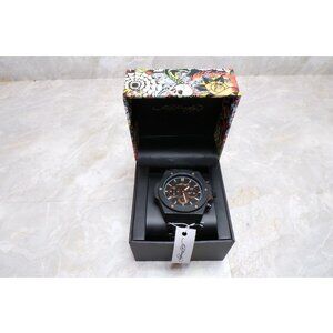 Ed Hardy Matte Black Metal Band Stainless Steel Watch New Rose Gold